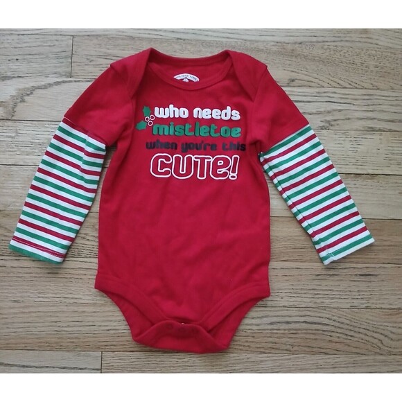 Holiday Time Other - Baby Holiday Time 12M Months Who Needs Mistletoe One Piece Long Sleeve Christmas